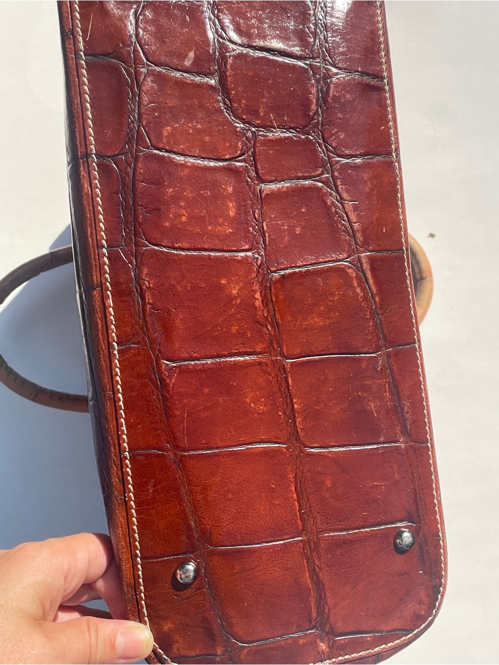 Rare Vintage Dooney & Bourke Nile Croco Domed Satchel Made In Italy 2002 - Picture 5 of 9